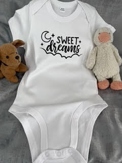 Short-sleeve white baby grow