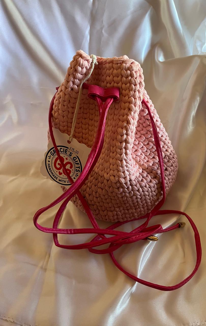 Pink drawstring bag