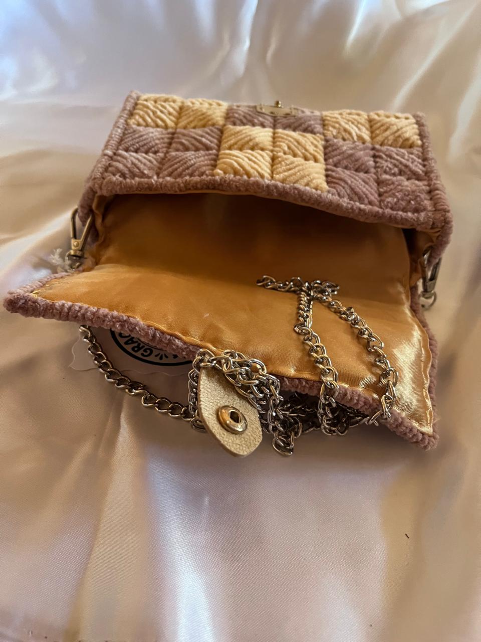 Chenille brown and gold purse