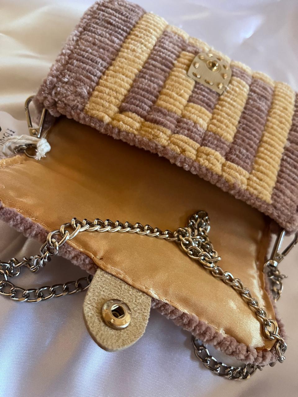 Chenille brown and gold purse