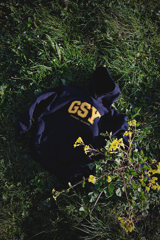 GSY Hood – Mustard Faux Leather Appliqué, Gold Stitch Edition