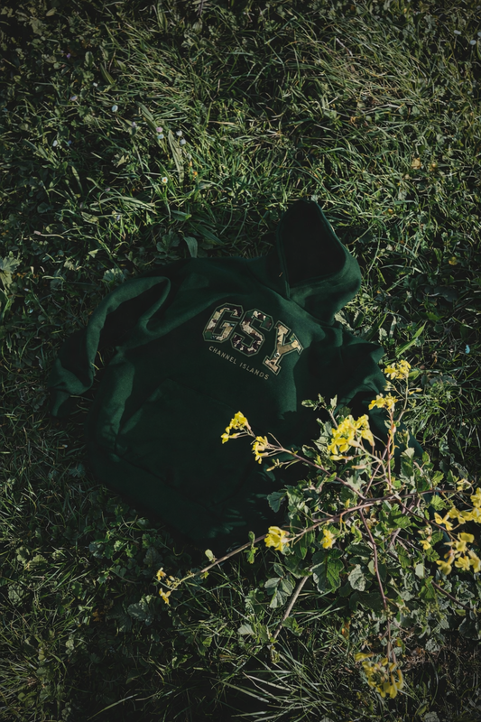 Guernsey Hood – Camouflage Appliqué, Green Stitch Edition.