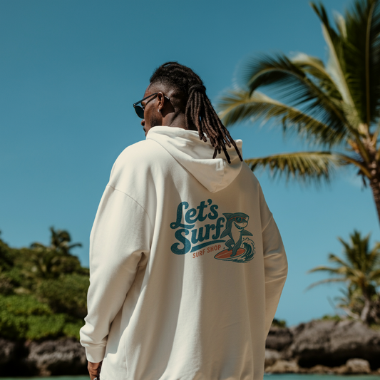Lets Surf Mens Hoodie (White)