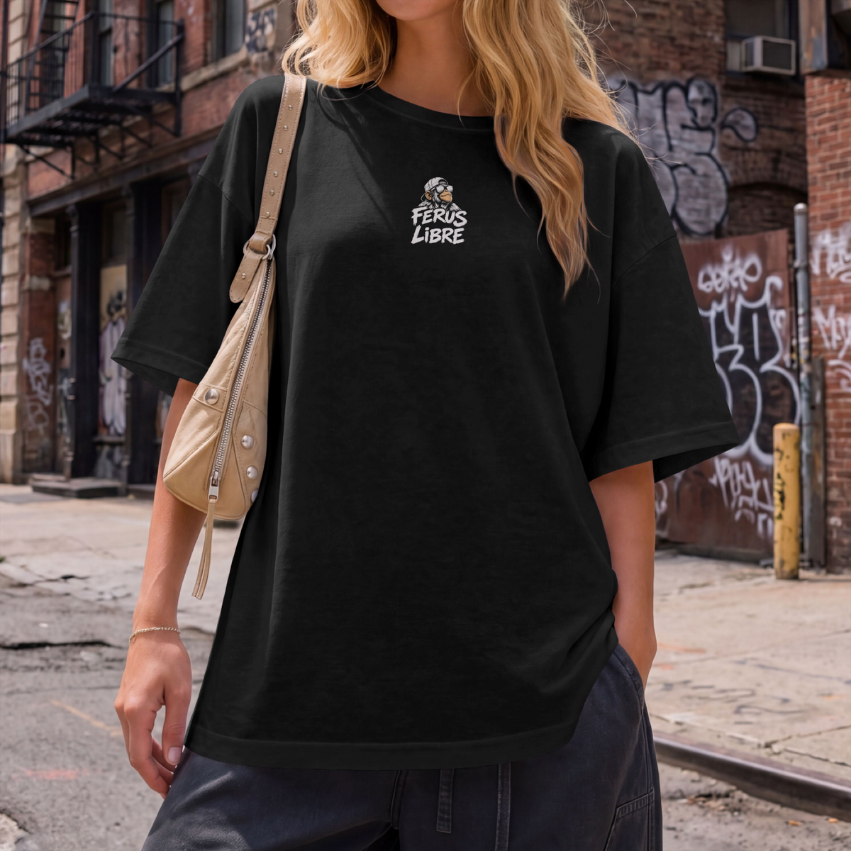 Ferus Libre Monkey Unisex Oversized T (black)