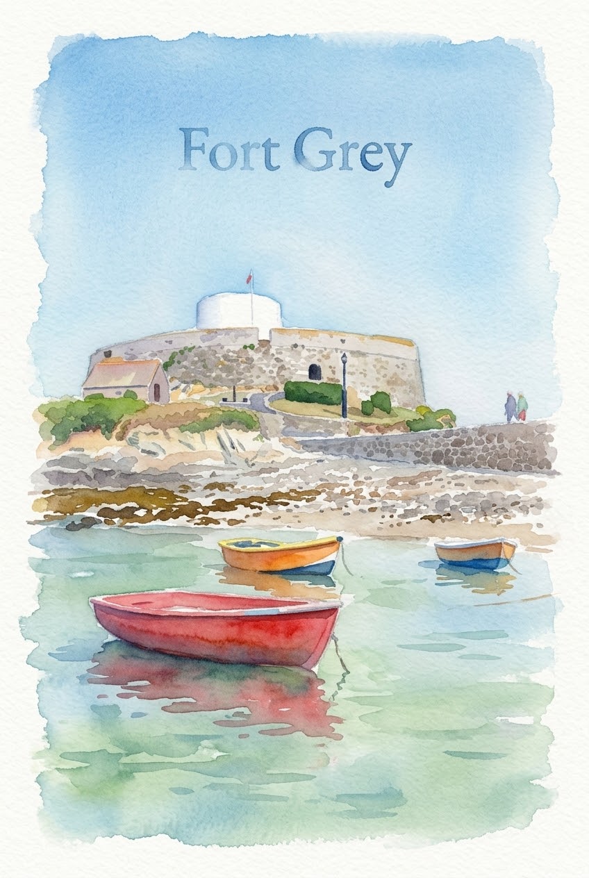 "Fort Grey" (Cup & Saucer) Unisex White T