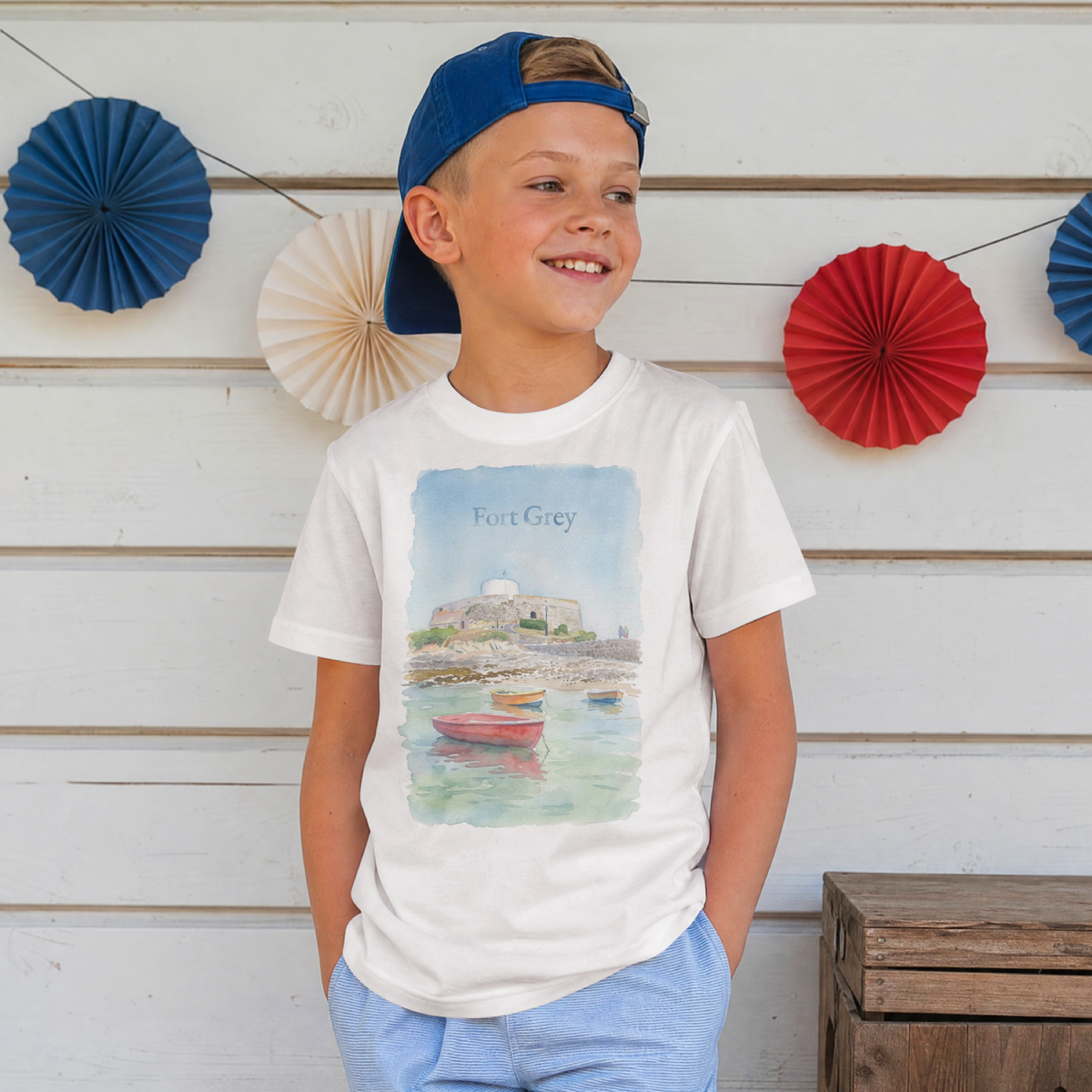 "Fort Grey" (Cup & Saucer) Unisex White T