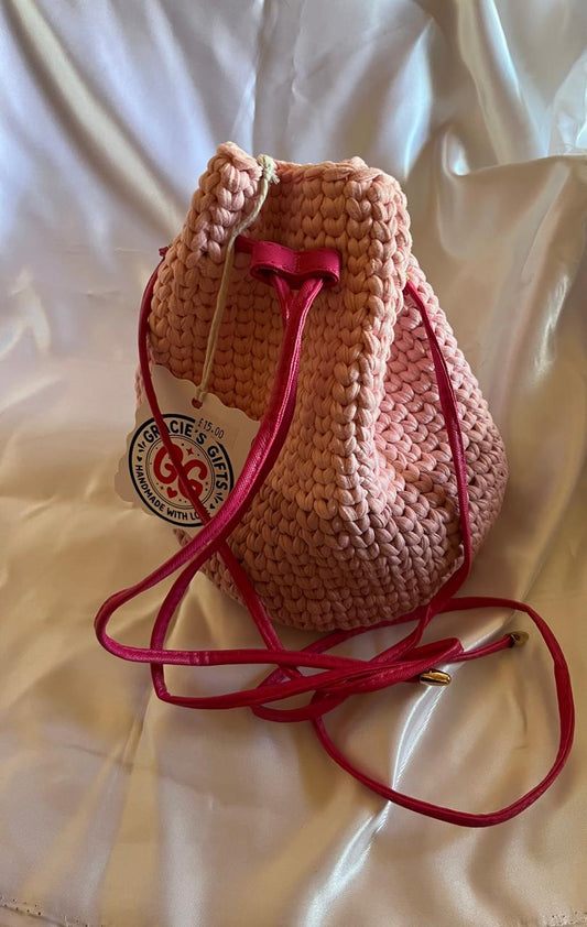 Pink drawstring bag