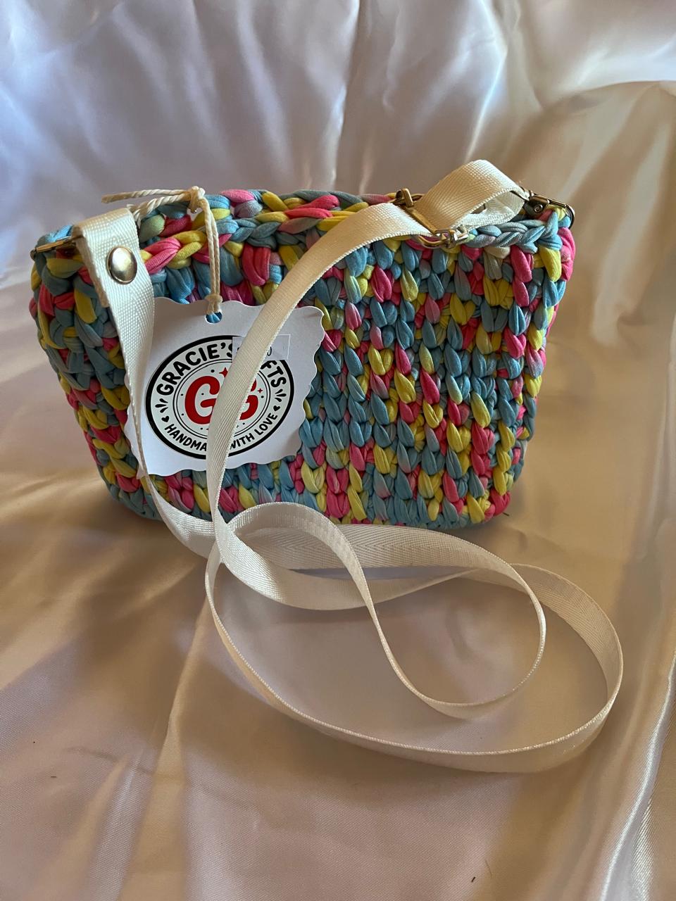 Rainbow crochet bag
