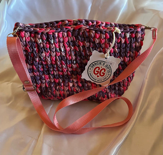 Pink and purple crochet bag