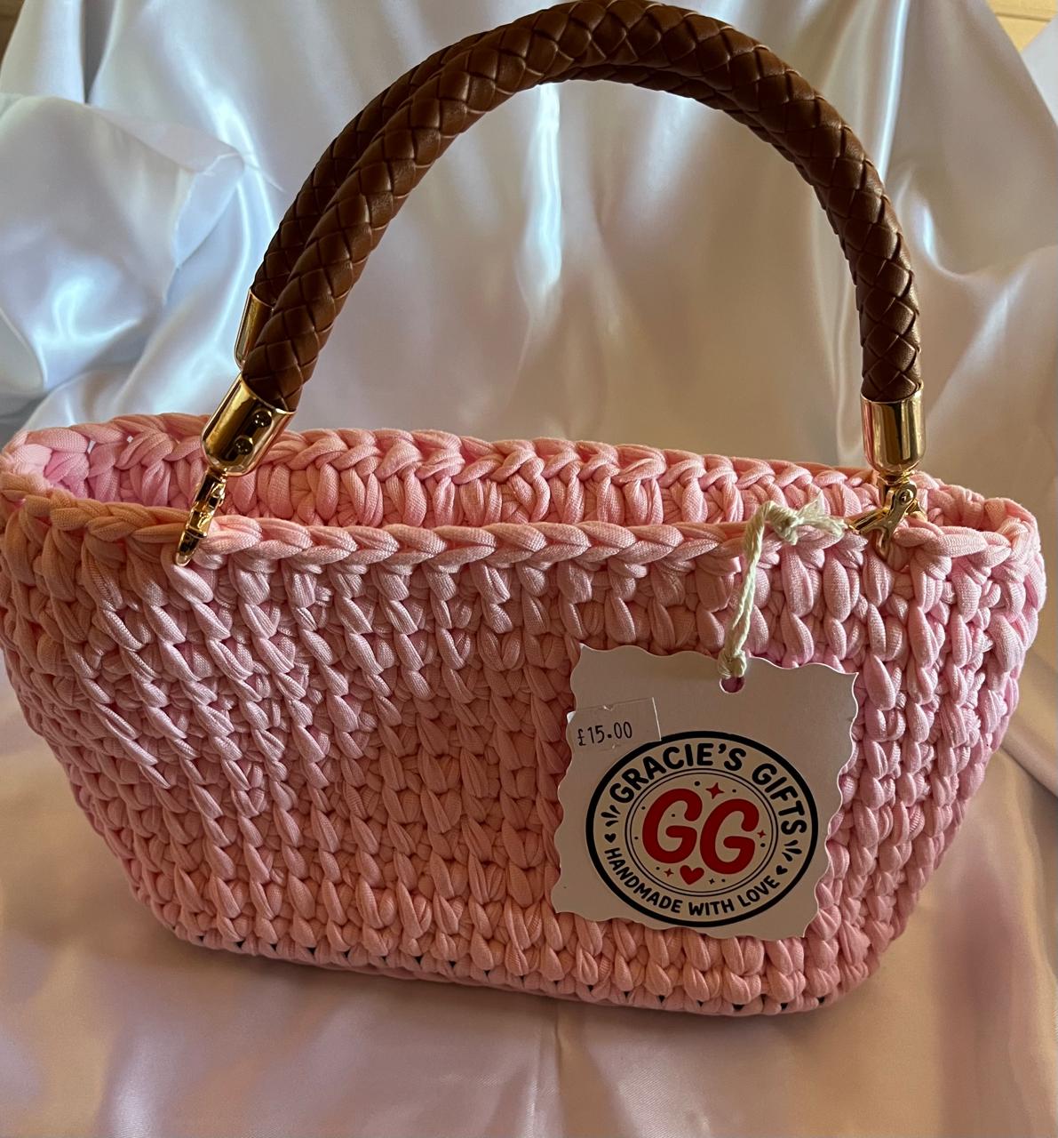 Pink crochet bag