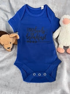 Short-sleeve blue baby grow